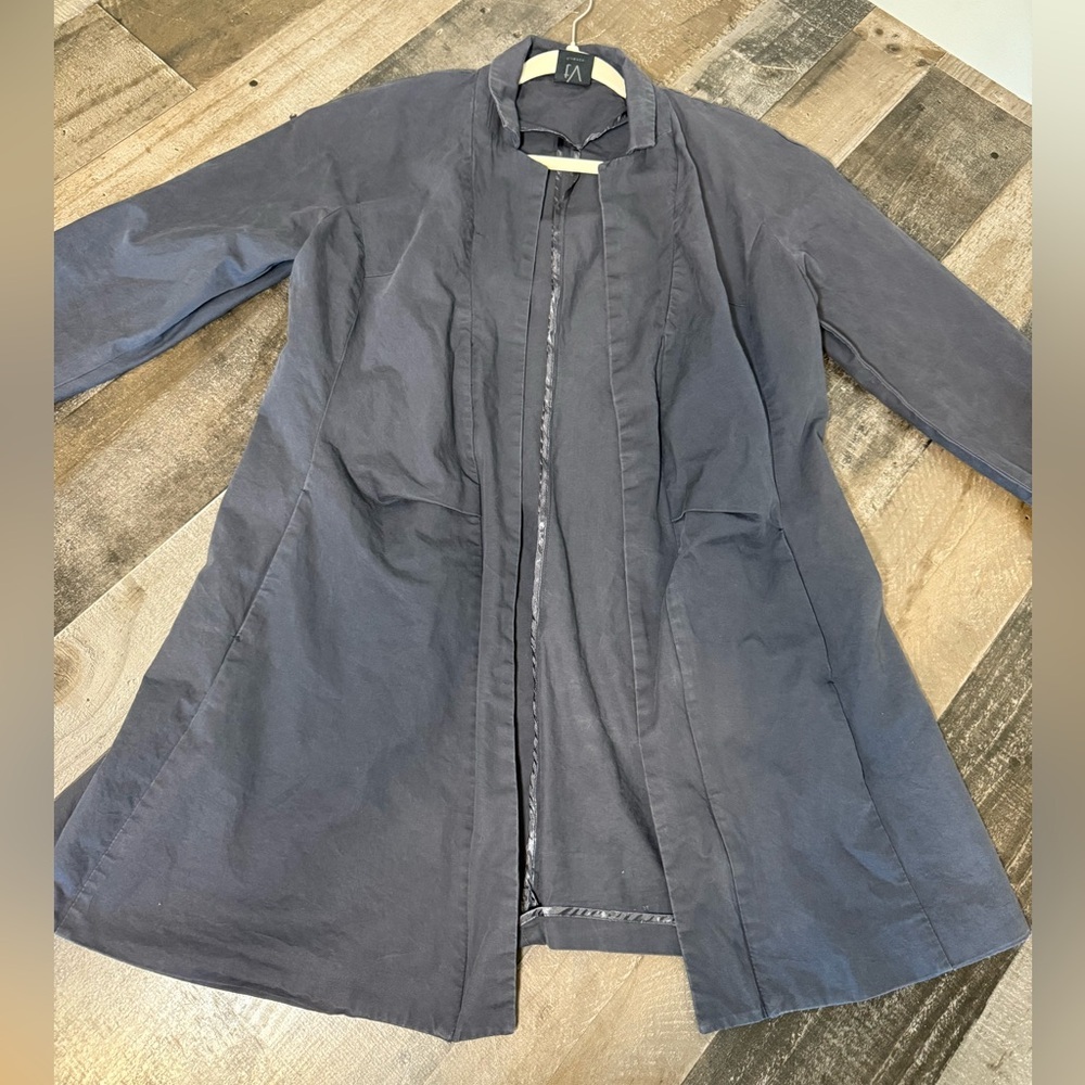 TV Firenze 100% Silk Open Front Jacket Coat Gray Women’s M‎